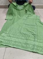 Cambric Cotton Pista Green Festival Wear Chikankari Phulkari Kurti With Palazzo